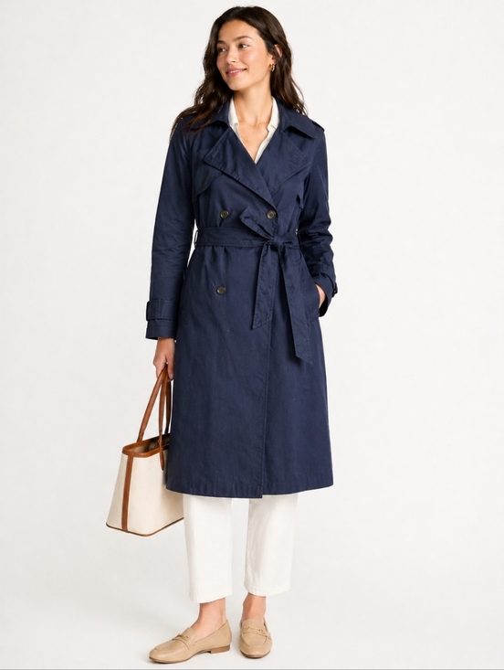 Banana Republic Jackets & Blazers - Banana Republic Classic Cotton Twill Trench Preppy Navy Lined 804230 Women's XL
